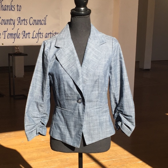 Marina Luna three-quarter inch chambray Scrunch sleeve cotton blend - Picture 7 of 10